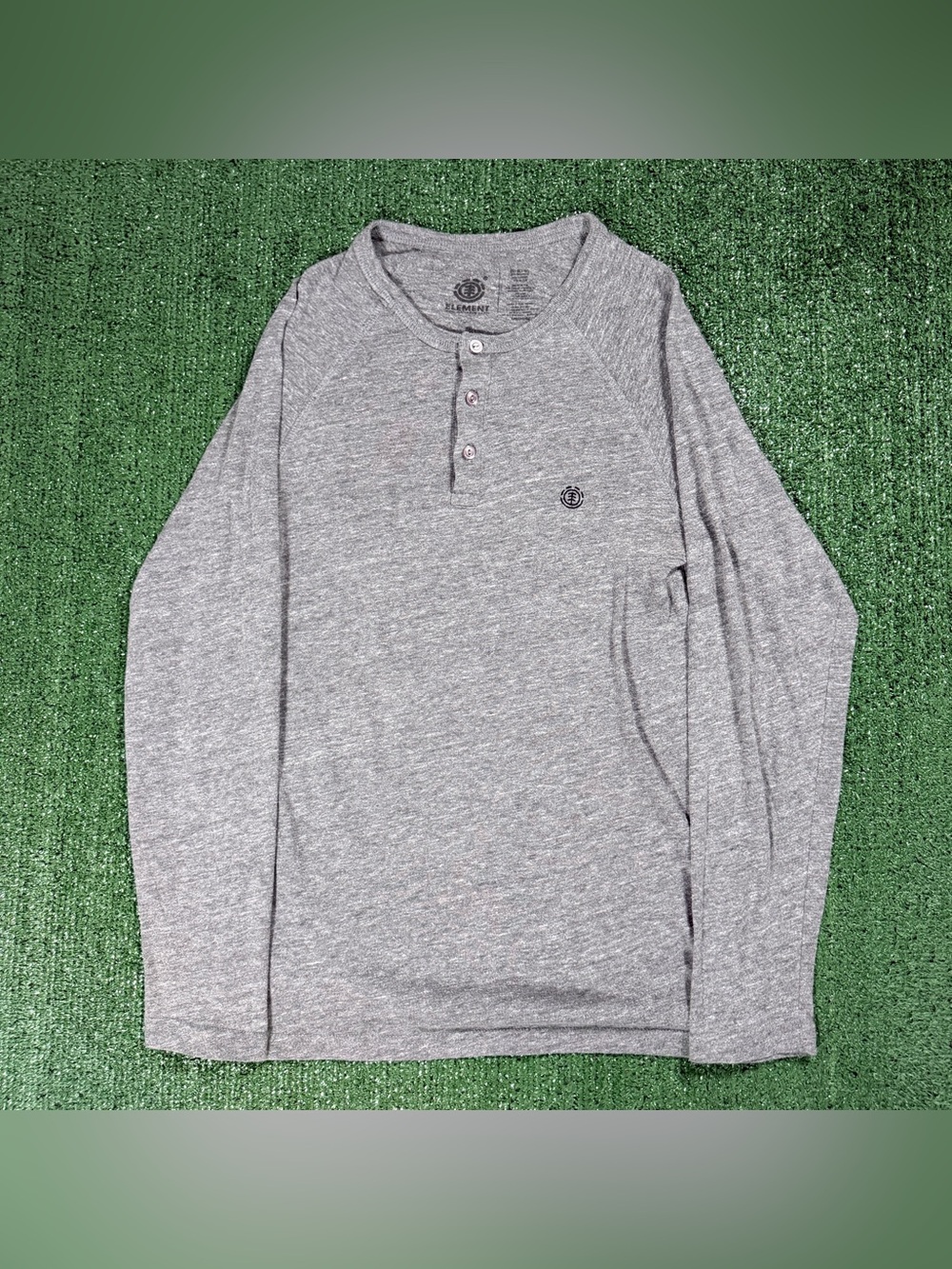 Y2K Element Henley Long Sleeve Shirt Size Medium Gray Cotton